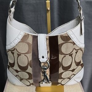 Coach White and Brown Shoulder Bag
